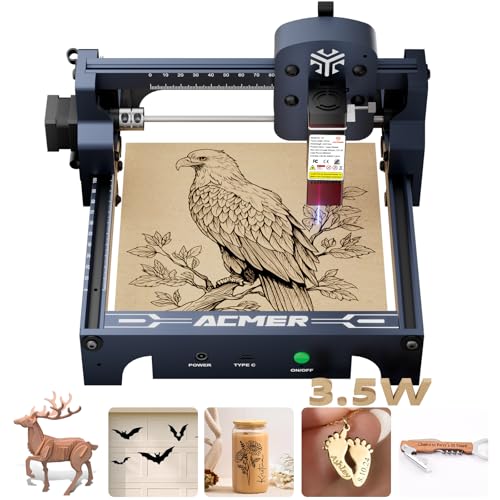 ACMER S1 Laser Engraver, 3500mW Laser Engraver Machine Higher Accuracy Lazer Cutter and Engraving Machine with Working Area 130x130mm,0.04mm Laser Spot Engraving Machines & Tools ACMER