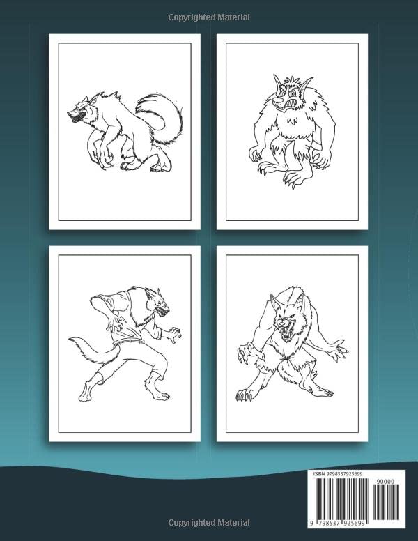 Werewolf Coloring Book For Kids: Fun Halloween Activity Book For Boys And Girls With Illustrations of Werewolves Majosta
