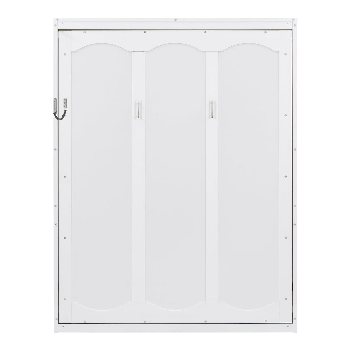 Merax Queen Size Murphy Bed, Wood Queen Murphy Cabinet Bed with Shelves, for Home Office or Small Room, White Merax