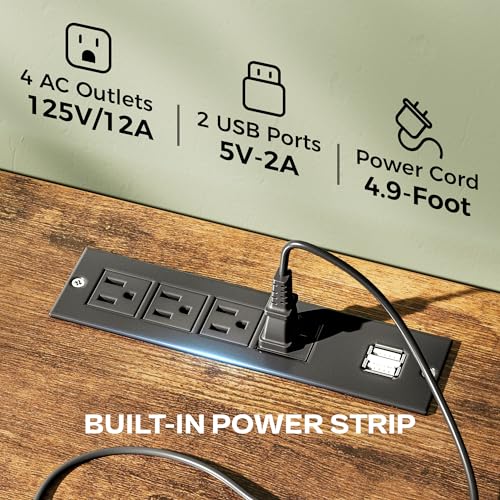 Huuger TV Stand Dresser with Power Outlets and LED Lights, 4 Drawers Entertainment Center with Shelves, 54 Inch Media Console for 55 60 Inch TV, 4 AC Outlets, 2 USBs, Rustic Brown Huuger