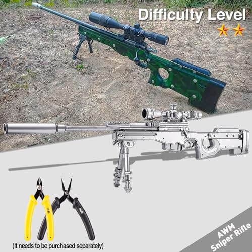 Piececool 3D Puzzles for Adults, AWM Sniper Rifle Gun Model to Build Kits DIY Assembly Super Magnum Metal Model Kits Birthday Gifts Hobbies for Adult, Beginners Level