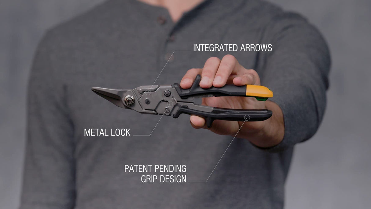 ToughBuilt - Right Cut Aviation Snips - One Handed Lock Operation - (TB-H4-60-R) ToughBuilt