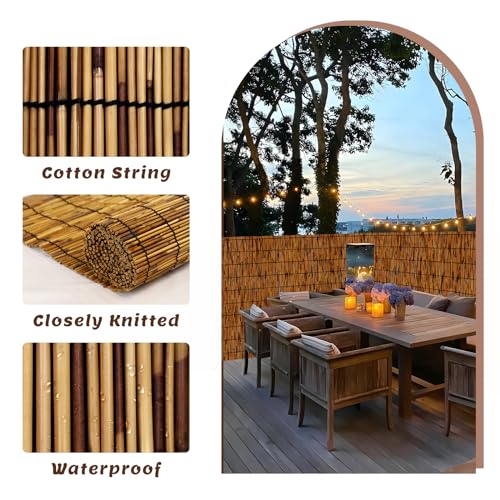 TOOKNIN 1 Pack Natural Reed Fence,4FT X 16.4FT Bamboo Fencing Privacy Reed Screening for Outdoor, Gallery, Restaurant, Hotel, Patio (Brown) TOOKNIN