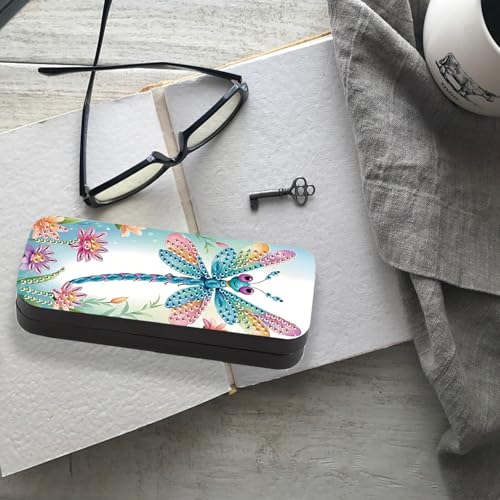 JISHSHAY Diamond Painting Glasses Case Dragonfly Diamond Art Eyeglass Case Animal Gem Art Eyeglass Holder Gem Painting Sunglass Organizer Mosaic Kits for Adults Embroidery Kit Eye Glasses Holder JISHSHAY