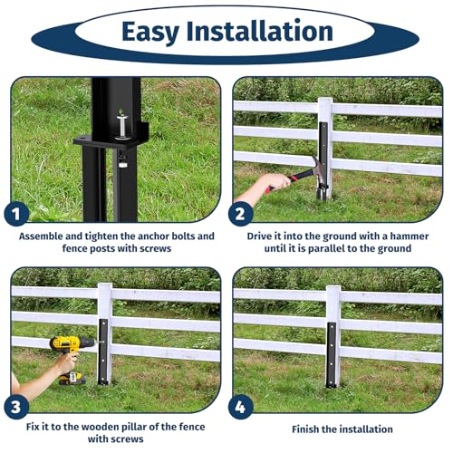 Fixmend Fence Post Repair Kit, Heavy Duty Fence Post Anchor, 2 Pack Fence Post Stakes Ground Spike for Repairing Tilted or Broken Wooden Posts Fixmend