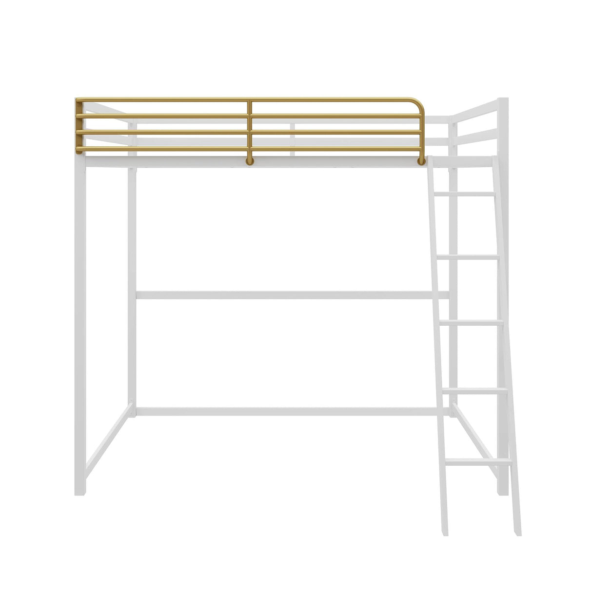 Little Seeds Haven Full Loft Bed, White/Gold Little Seeds