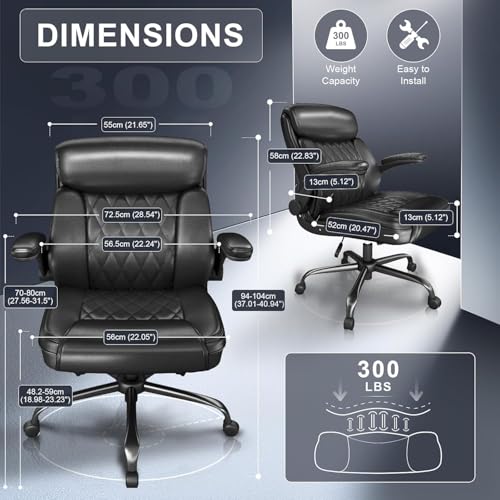 AnyGod Ergonomic Mid-Back Desk Chairs Comfy for Home Office with Flip-up Armrests, Lumbar Support, Adjustable Height and Swivel Rolling Wheels AnyGod
