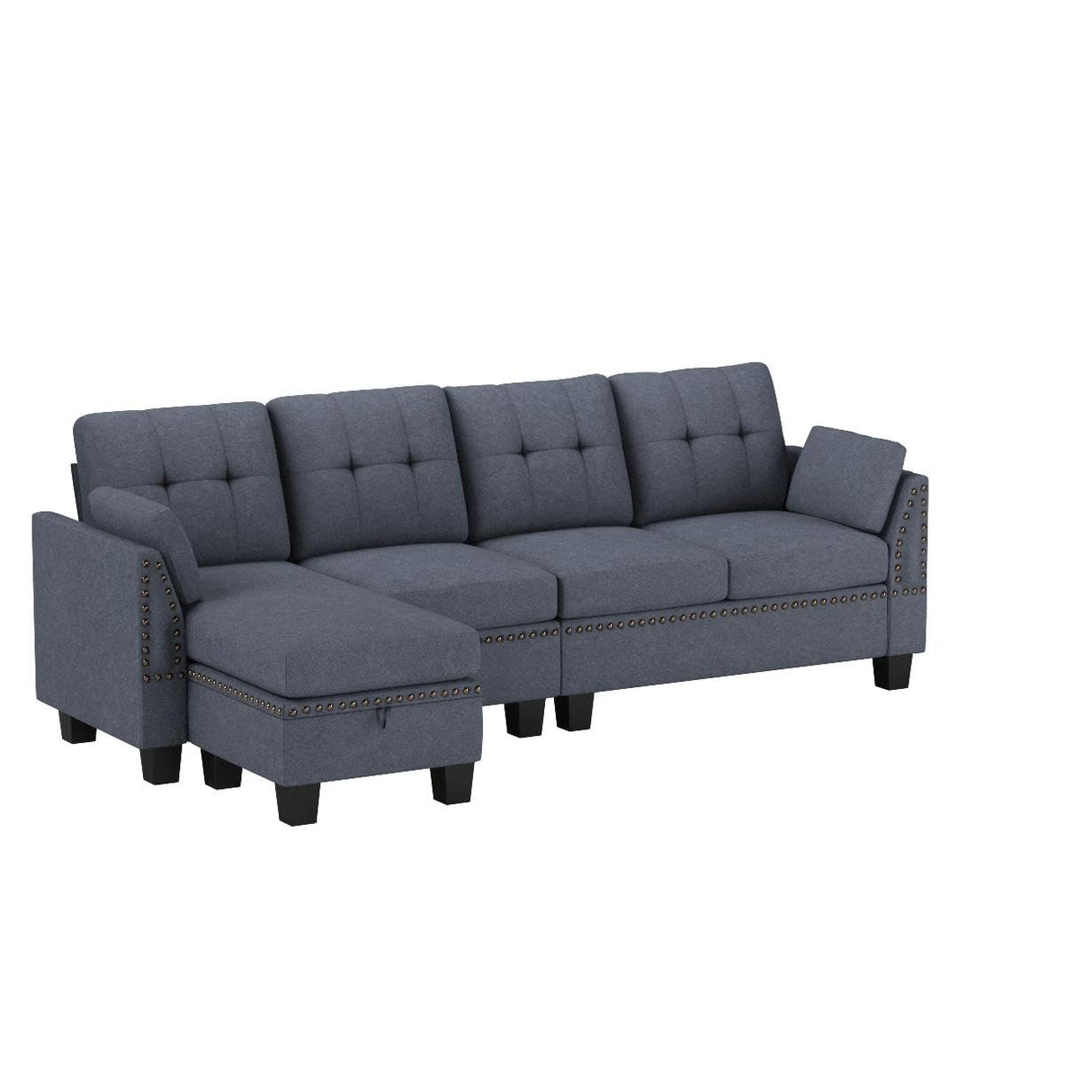 HONBAY Convertible Sectional Sofa L Shaped Couch Reversible Sectional for Small Apartment, Bluish Grey HONBAY