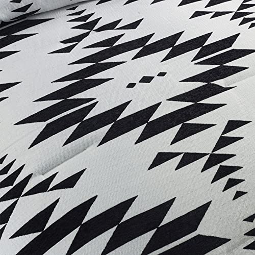 HiEnd Accents Amelia Western Bedding 3 Piece King Size Comforter Set, Black and Off-White Southwestern Aztec Geometric Pattern, Rustic Jacquard Comforter Set with Pillow Shams