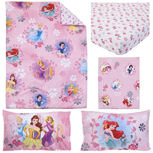Disney Pretty Princess Toddler Bed, 4 Piece Set, Pink Disney