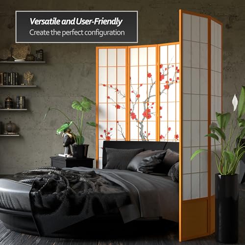 Red Lantern 7 ft. Tall Cherry Blossom Shoji Screen - Honey - 3 Panels Red Lantern