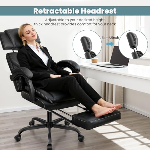 Executive Office Chair, Gaming Chairs with Footrest, Home Office Desk Chair, Ergonomic Computer Chairs with Lumbar Support, Suitable for Office and Home Use fidom