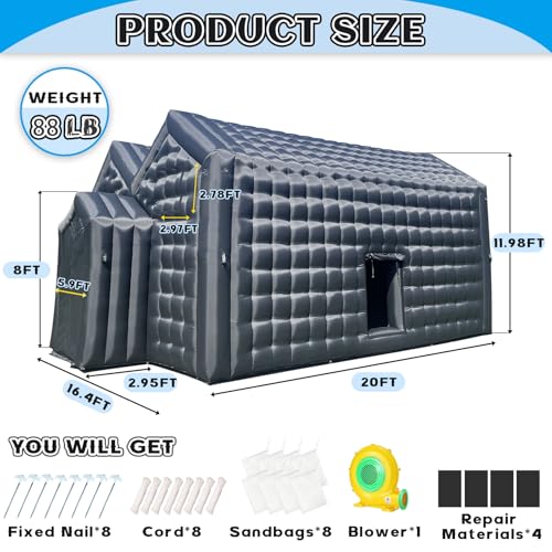 23x16.5x12 FT Inflatable Nightclub,Large Black Inflatable Club Party Tent for Adults with Blower,Inflatable Night Club for Event Party Exhibition Wedding Business Yiersanwin