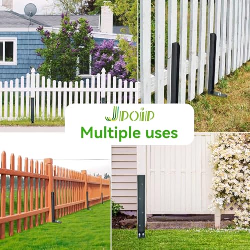JPOIP Heavy Duty Steel Fence Post Repair Kit, 32 Inch Long Fence Post Anchor Ground Stakes for Repair Tilted/Broken Wood Fence Post (2 Sets) JPOIP