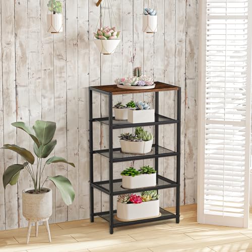 RUNJIMY Narrow Shoe Rack for Front Door Entrance, Entryway, and Closet Shoe Organizer with 4 Sturdy Metal Mesh Shelves and Wooden Top, Holds 10 Pairs, Ideal for Storage or Display RUNJIMY