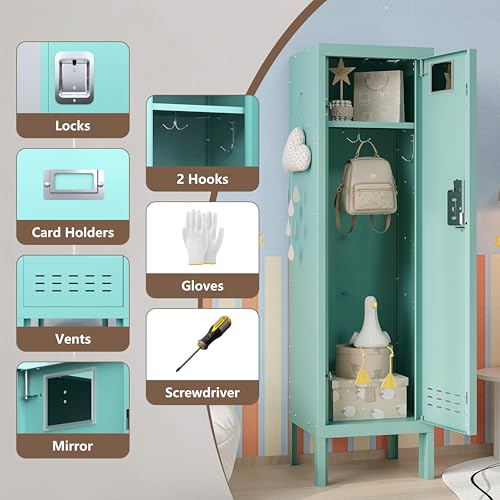 BUTISOW Metal Kids Locker,Metal Cabinet Storage Lockers,Lockable for Employees with Door,54" Height Steel Locker,Lockable Steel Locker for Children's Room, Playroom, School,Gym BUTISOW