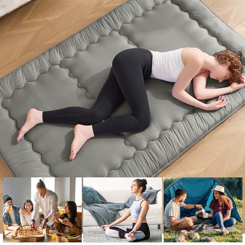 VIPBED Japanese Floor Futon Mattress Full Size, 4" Thicken Foldable Mattress Tatami Mat Sleeping Pad, 25D Foam Filled Traditional Shiki Futon (shikibuton), Designed in Japan (Dark Grey 54"x 80") VIPBED