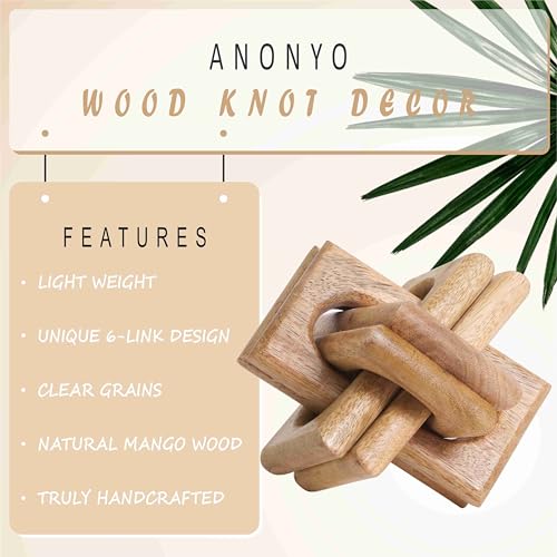Wood Knot Decor Entry Table Boho Shelf Decor 6 Link Interlock Coffee Table Decor for Living Room and Modern Farmhouse Hand Crafted Natural Mango Wood Console Table Decor (Natural) ANONYO