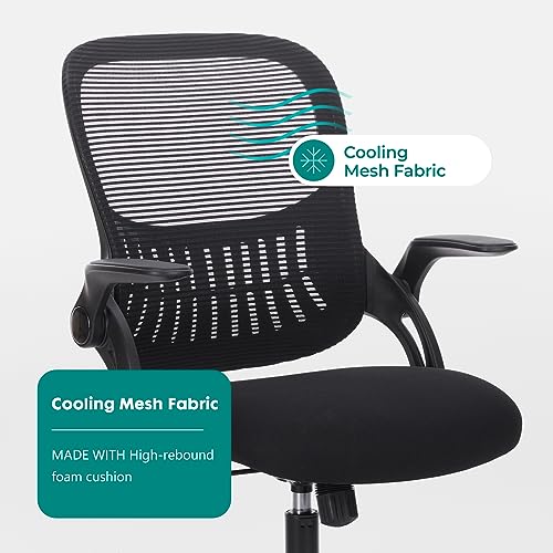 Sweetcrispy Home Office Managerial Executive Chair, Ergonomic Mesh Adjustable Swivel Mid-Back Chair with Comfortable Lumbar Support, Comfy Arms for Bedroom,Study,Student Sweetcrispy