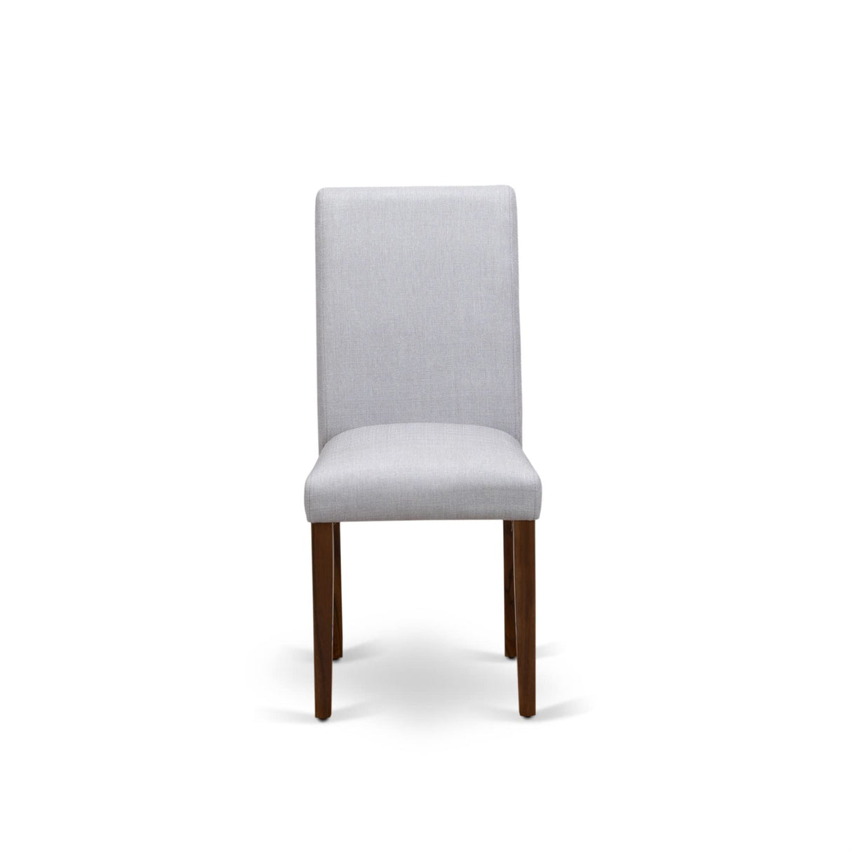 East West Furniture ABP8T05 Abbott Parson Chairs - Grey Linen Fabric Padded Dining Chairs, Set of 2, Walnut East West Furniture