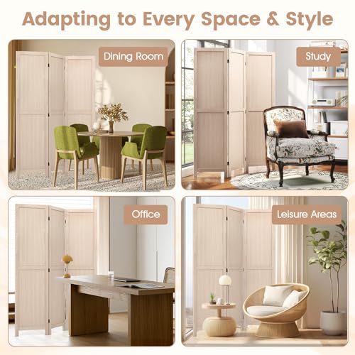 Giantex 3 Panel Folding Room Divider 67" Tall, Freestanding Wooden Privacy Screen, Divider for Room Separation, Space-Saving Wall Partition for Bedroom, Home Office, Studio – No Assembly Giantex
