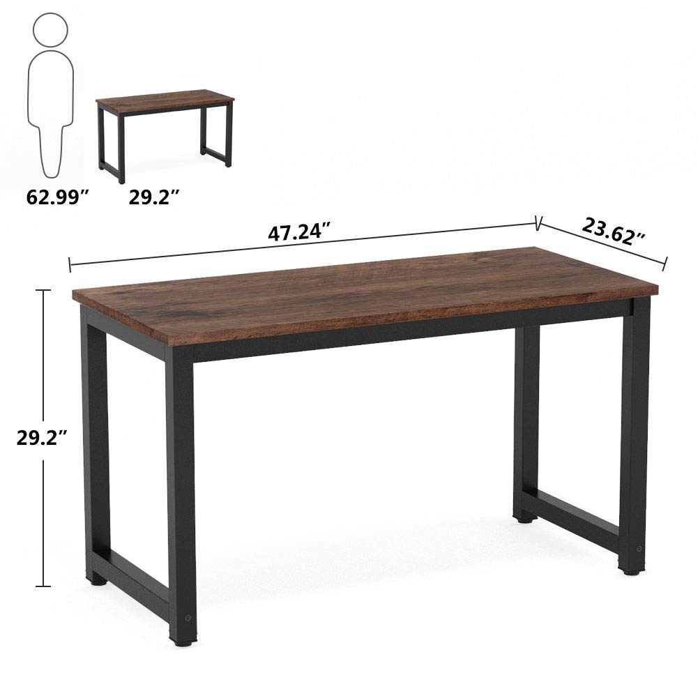 Tribesigns Modern Simple Computer Desk, 47 inch Vintage Office Desk Computer Table, Study Writing Study Desk Workstation for Home Office, Rustic Brown Tribesigns