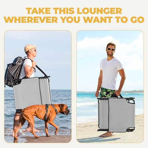 Yaheetech 26.4" Tanning Chair with Face Hole, Adjustable 5-Position Folding Chaise Lounge Chairs, Outdoor Lounge Chairs for Lawn, Beach, Patio, Gray