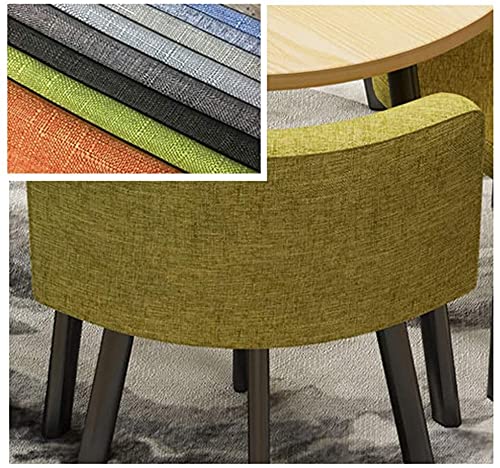 Office Conference Room Coffee Table w/ 4 Chairs, Space-Saving, Small Meeting Room Table, Round - Black Cloth Npeeson