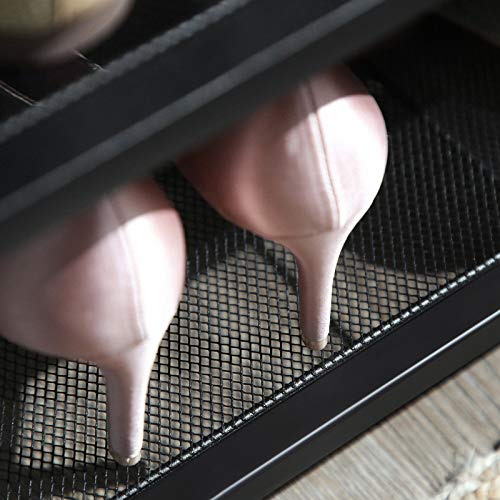 VASAGLE 4 Tier Shoe Rack, Shoe Organizer for Closet, Entryway, 16-20 Pairs of Shoes, Large Shoe Rack Organizer with 3 Metal Mesh Shelves, 11.8 x 39.4 x 28.3 Inches, Rustic Brown and Black ULBS14BX VASAGLE