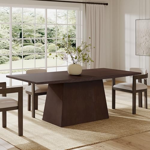 Christopher Knight Home Coadz 82 inch Wooden Dining Table, Modern Rectangular Kitchen Dinner Table for 6-8 People, Pedestal Wooden Dining Furniture for Kitchen Office Conference Room, Espresso Brown Christopher Knight Home