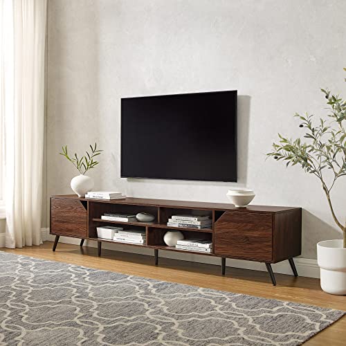 Walker Edison Nora Modern Minimal Open-Shelf Stand for TVs up to 90 Inches, 80 Inch, Dark Walnut Walker Edison