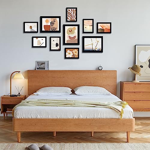 4x6 Picture Frame Set of 5, Wood Photo Frames for 4x6 Pictures Wall Gallery Black 4x6 Frames Tabletop or Wall Mount Display for Prints, Photos, Paintings, Landscape and Kids Artwork (Black) HappyHapi