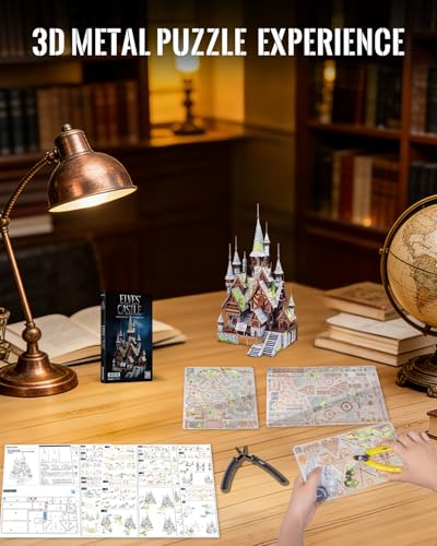 Piececool 3D Metal Puzzles Elves' Castle Metal Model Kit for Adults, DIY Architecture Building Kits,Family Time,Home Decor Best Gifts