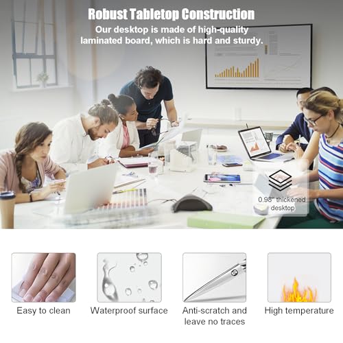 Conference Table Flip Top Mobile Training Table,White Folding Conference Room Tables,Modular Meeting Tables with Silent Wheels,Easy to Install,Modern Conference Meeting Tables for Office,Classroom (8) MSFDC