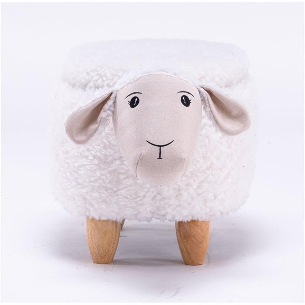 Home 2 Office Sheep Ottoman with Storage for Bedroom, Playroom, Nursery or Recreation Room Decor, Soft Animal-Shaped Ottoman with Wooden Legs Home 2 Office
