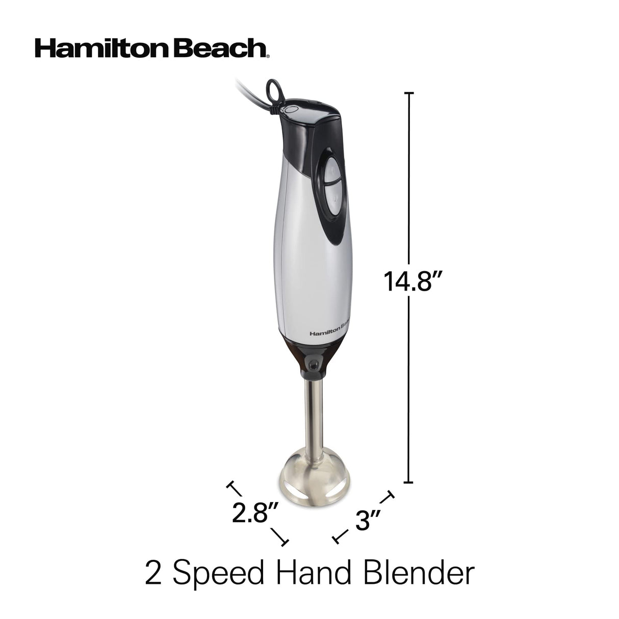 Hamilton Beach 4-in-1 Electric Immersion Hand Blender with Handheld Blending Stick, Whisk + 3-Cup Food & Vegetable Chopper Bowl, 2-Speeds, 225 Watts, Silver and Stainless Steel (59765) Hamilton Beach