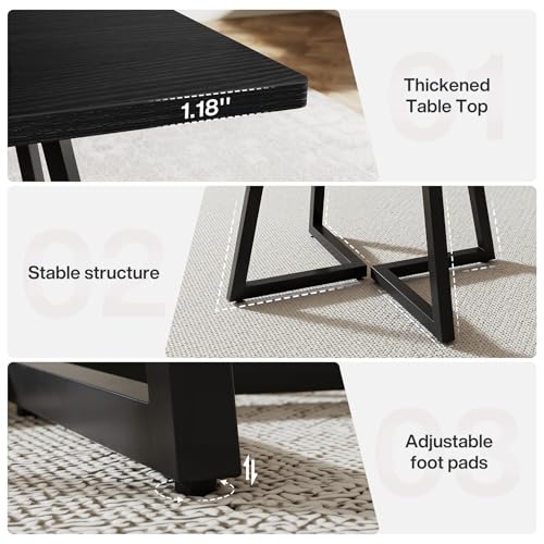Tribesigns 31.5" Square Conference Table, Industrial Office Meeting Table for 4 People, Business Podcast Furniture with Metal Base for Small Spaces, Office Conference, Black Tribesigns