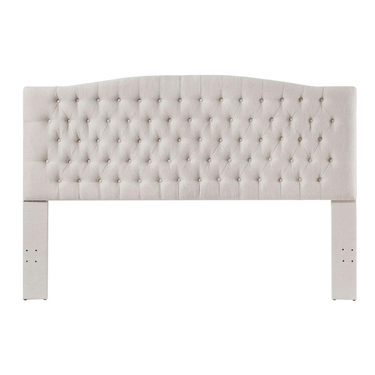 24KF Linen Upholstered Tufted Button King Headboard and Comfortable Fashional Padded King/California King Size headboard - Ivory 24KF