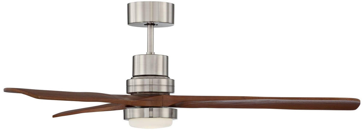 Casa Vieja 52" Delta-Wing DC Rustic Farmhouse 3 Blade Indoor Ceiling Fan with LED Light Remote Control Brushed Nickel Walnut Wood for Living Kitchen Bedroom Family Dining Office Room Casa Vieja