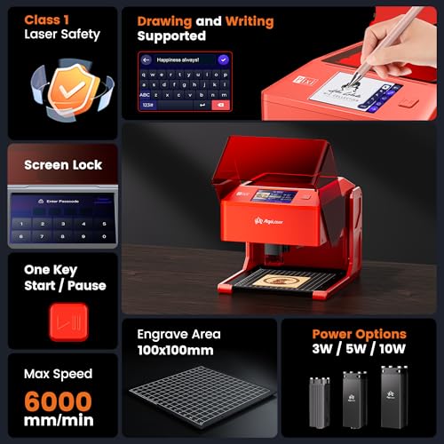AlgoLaser 3W Smart Laser Engraver Machine, Class 1 Portable Laser Cutter with Built-in 2.0 AlgoOS System, No PC Needed, Laser Engraving for Wood, Acrylic, Leather. AlgoLaser