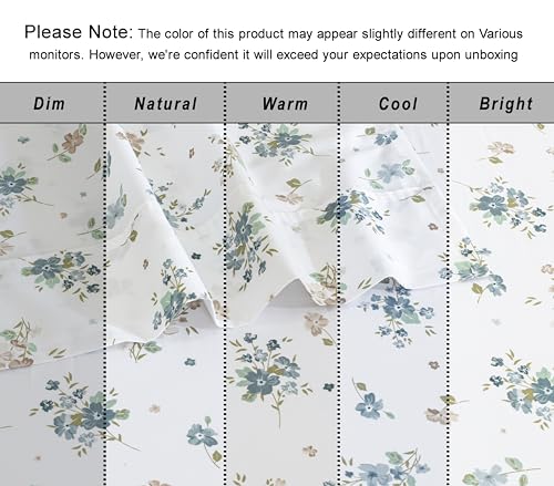 RUVANTI 100% Organic Cotton Sheets Queen Size, Percale Weave, GOTS Certified, 4-Piece Set, Deep Pocket 15", Crisp & Breathable, Soft Durable Bedding, Sábanas Algodón Orgánico – Halcyon RUVANTI