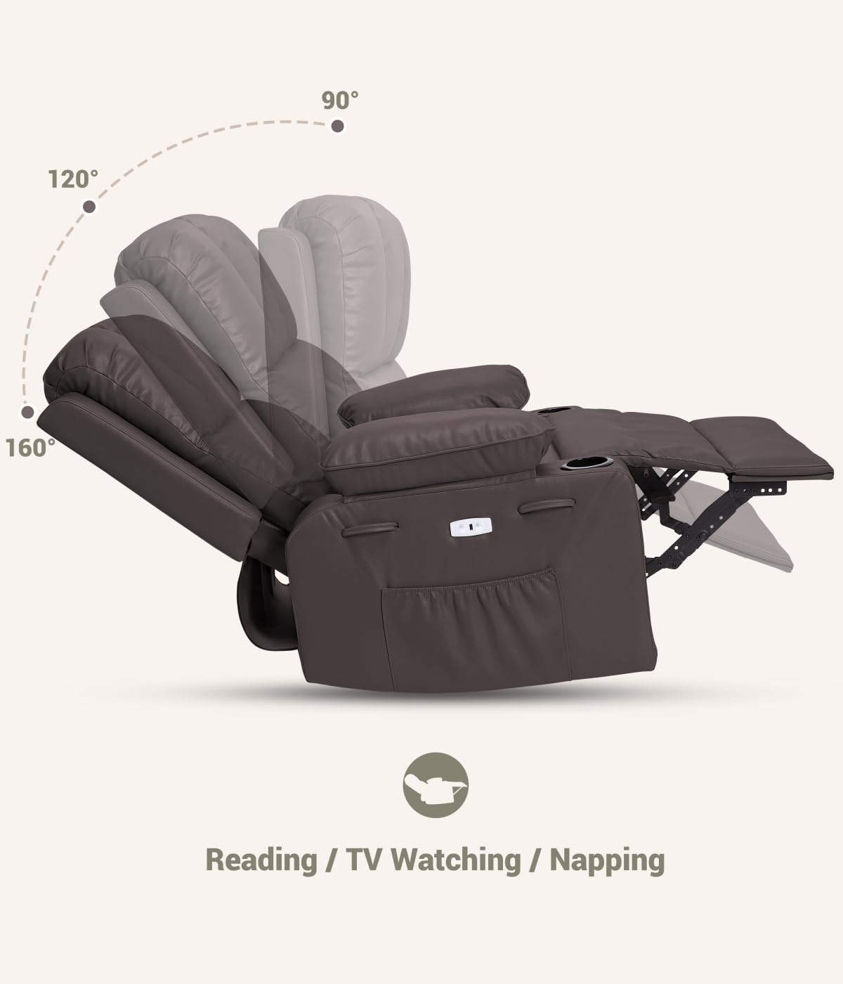 GarveeHome Recliner Chairs, Classic Manual Leather Recliner, Home Theater Seating with Lumbar & Arms Support for Living Room, Bedroom and Nursery - Espresso Brown GarveeHome