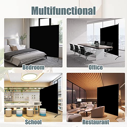 Room Divider Single Panel Privacy Screen, 71''x72''H Large Divider for Room Separation, Thickened Fabric 6FT Room Divider Wall Screen for Bedroom Office School, Portable Partition Room Dividers, Black HOMSCREENER