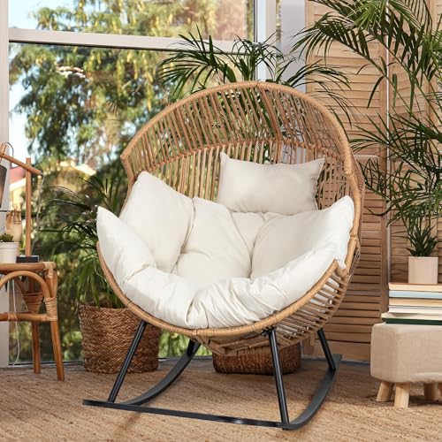 JAMFLY Egg Chair Rocking Chairs, Beige