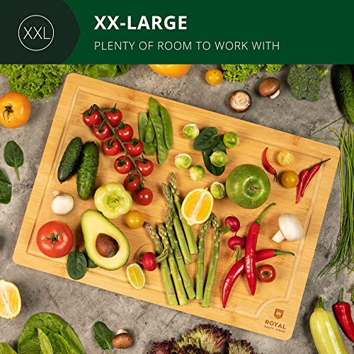 ROYAL CRAFT WOOD Bamboo Cutting Boards for Kitchen - Kitchen Chopping Board for Meat (Butcher Block) Cheese and Vegetables | Wooden Cutting Board ROYAL CRAFT WOOD