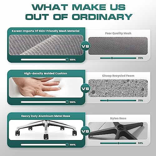 COLAMY Ergonomic Mesh Office Chair, High Back Office Chair, Computer Executive Desk Chair with Lumbar Support,Adjustable Headrest and 4D Arms, Slide Seat, Tilt Lock-Darkgrey New COLAMY