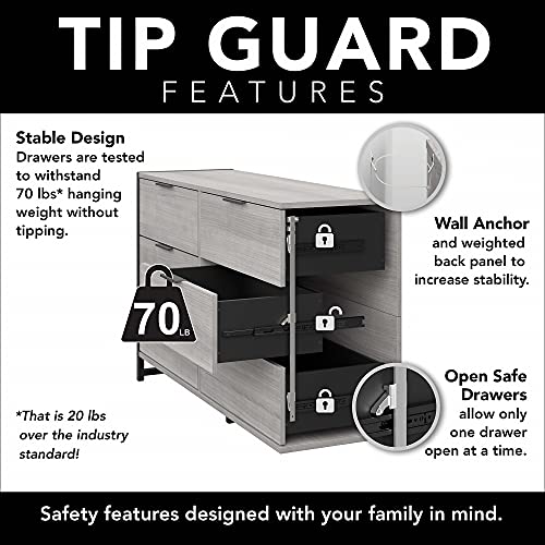 Bush Furniture Atria Bedroom 6 Drawer Dresser, Charcoal Gray Bush Business Furniture