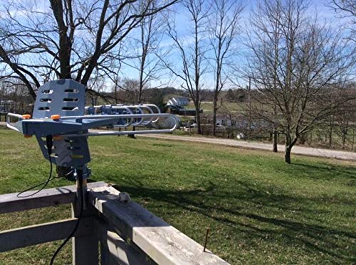 PBD WA-2608 Amplified Outdoor TV Antenna – Long Range with UHF/VHF, 360° Motorized Rotation, Remote Control, Mounting Pole, and 40FT RG6 Cable – Supports 4K, 1080P, Smart and Older TVs (2 Outputs) pbd