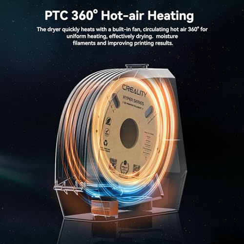 Creality Space PI Filament Dryer Box,One-Key Set for 12 3D Printer Filament Dehydrator with 48h Timer,45℃-70℃,360° PTC Heating Dry Box,Drying Faster Smarter Drier for 1.75/2.85mm PLA/ABS/TPU ENOMAKER