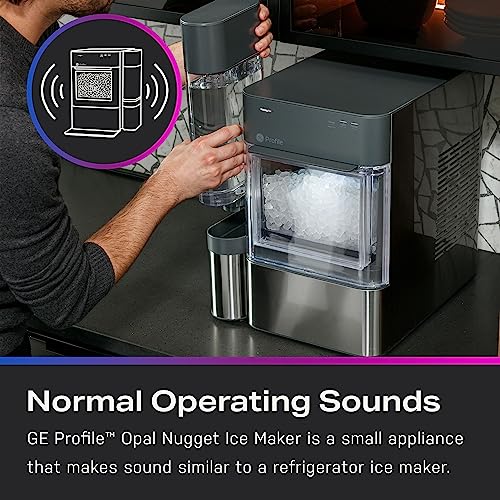 GE Profile Opal 2.0 with 0.75 Gallon Tank, Chewable Crunchable Countertop Nugget Ice Maker, Scoop included, 38 lbs in 24 hours, Pellet Ice Machine with WiFi & Smart Connected, Stainless Steel Profile
